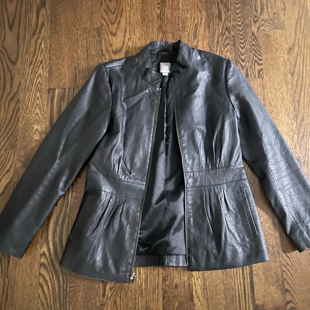 JJill  Women's Black Leather Jacket size XS Genuine Leather